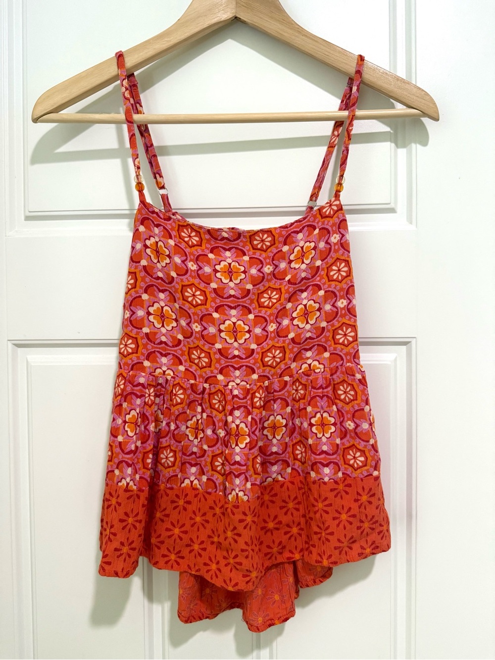 Angie Pink & Orange Tie Back Top